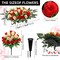 Large Artificial Cemetery Flowers for Grave,Headstone Flower Saddle 3Pcs Realistic Grave Memorial Flowers with Vase for Outdoor Tombstone Decorations (Red White)